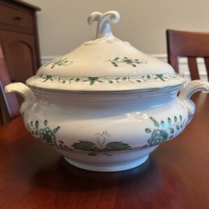 Beautiful Green and White Soup Tureen